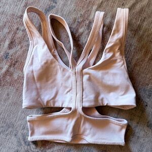 ALO Yoga Light Pink Ribbed Sports Bra